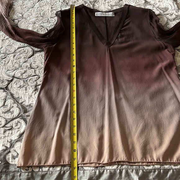 Viviana Uchitel 100% Silk Brown Ombre V-Neck Top - Picture 11 of 12